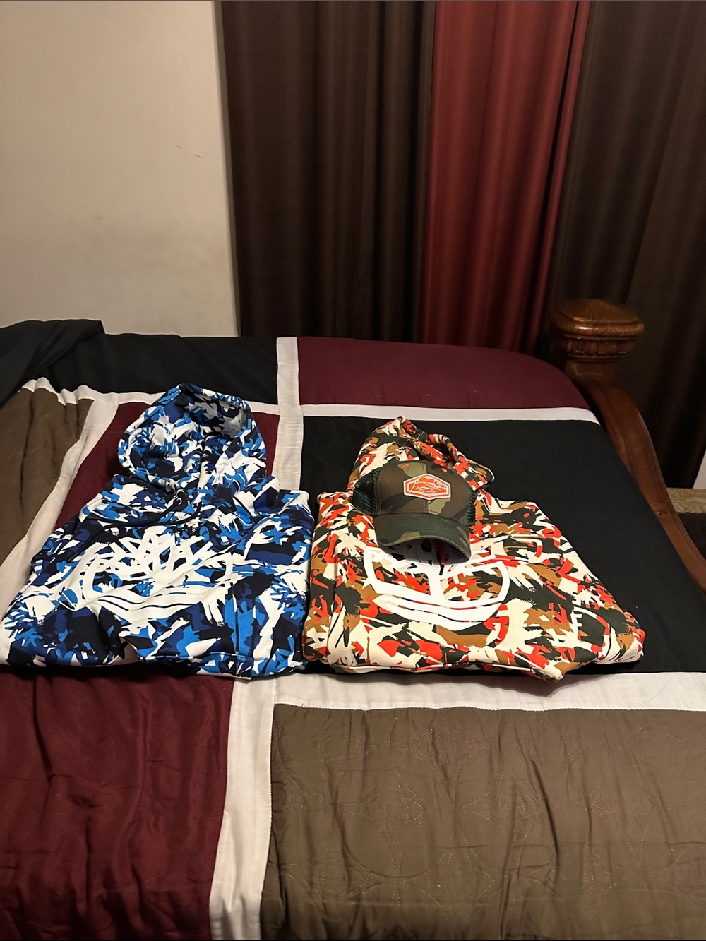 Timberland Blue White Camo & Green Orange White Camo Hoodie w/matching hat